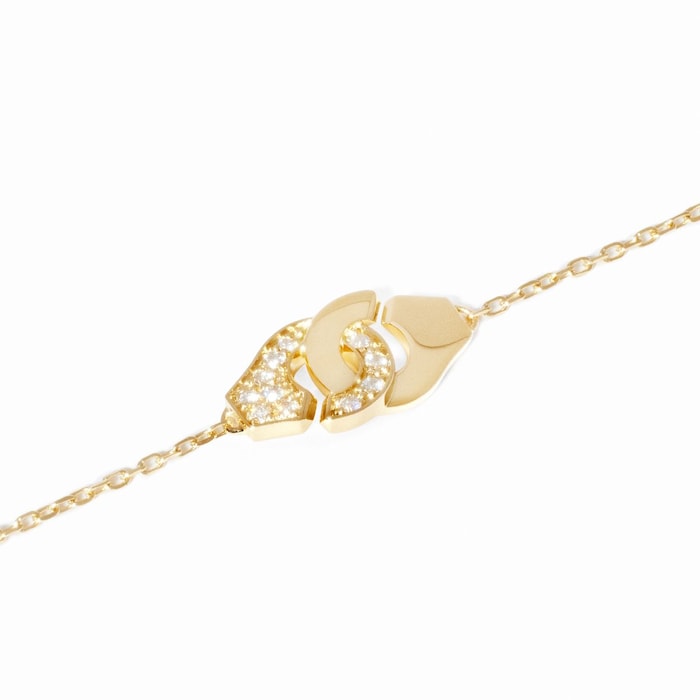 Dinh Van 18K Yellow Gold Menottes 0.07cttw Diamond Small Bracelet