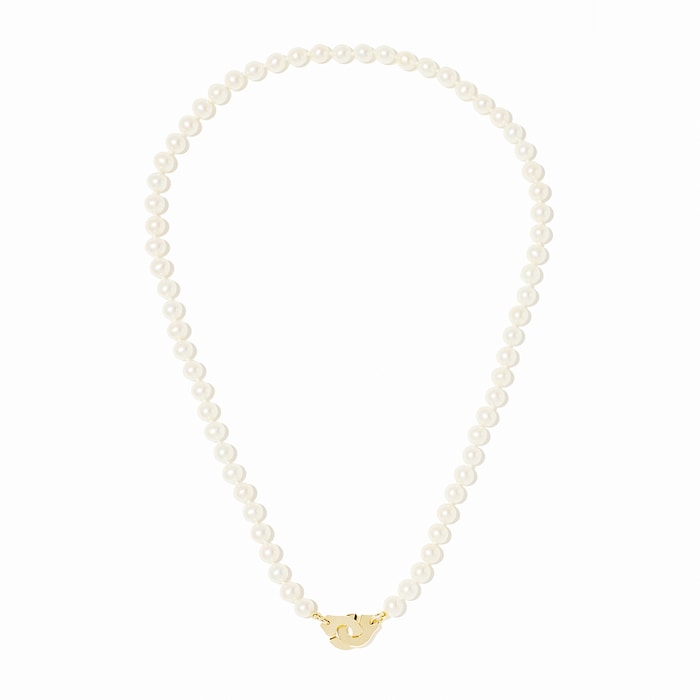 Dinh Van 18K Yellow Gold Menottes R10 Pearl Small Model Necklace