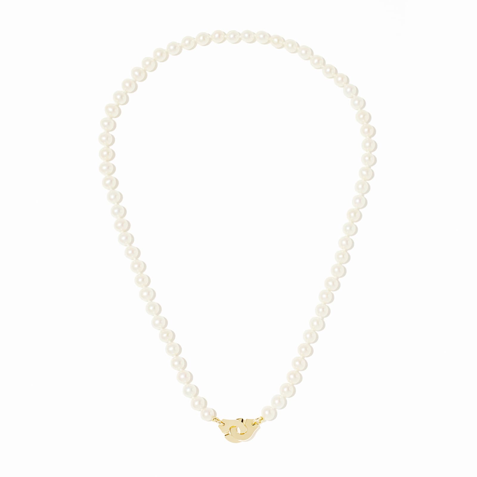 Dinh Van 18K Yellow Gold Menottes R10 Pearl Small Model Necklace