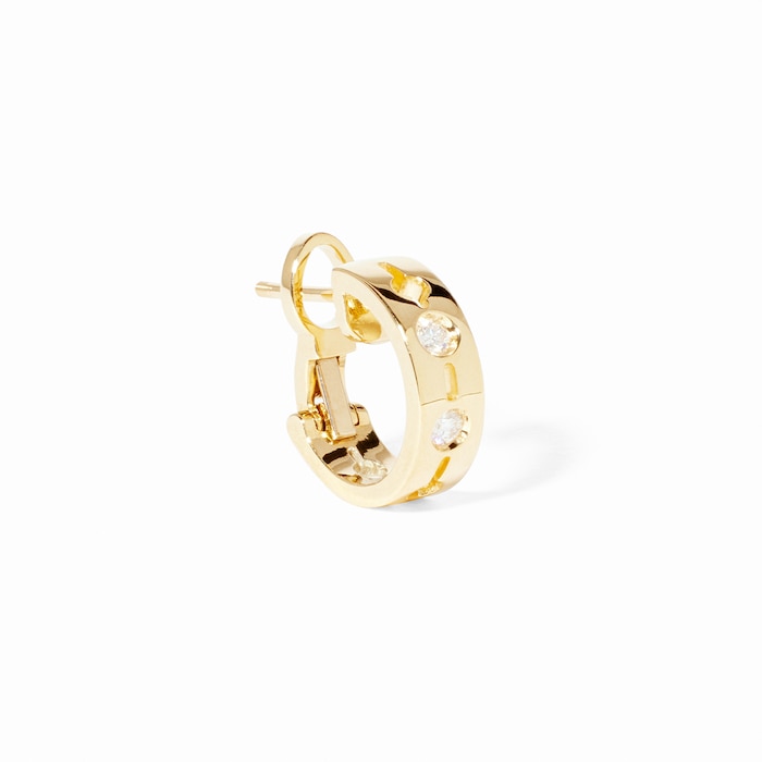 Dinh Van 18K Yellow Gold Pulse 0.05cttw Diamond Mono Hoop Earring