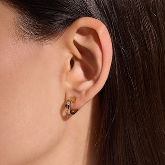 Dinh Van 18K Yellow Gold Pulse 0.05cttw Diamond Mono Hoop Earring