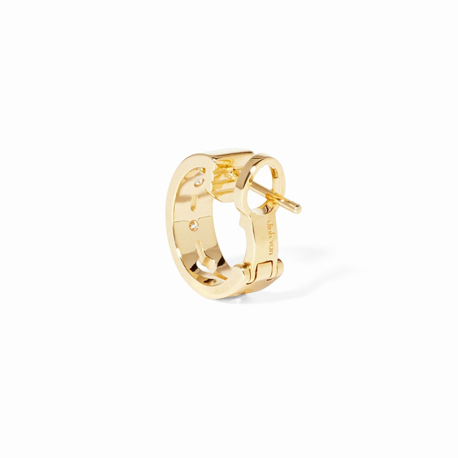 Dinh Van 18K Yellow Gold Pulse 0.05cttw Diamond Mono Hoop Earring