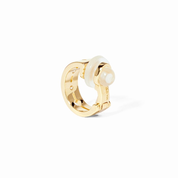 Dinh Van 18K Yellow Gold Pulse 0.05cttw Diamond Mono Hoop Earring
