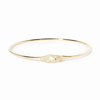 Dinh Van 18K Yellow Gold Serrure Jonc 0.19cttw Diamond Bangle