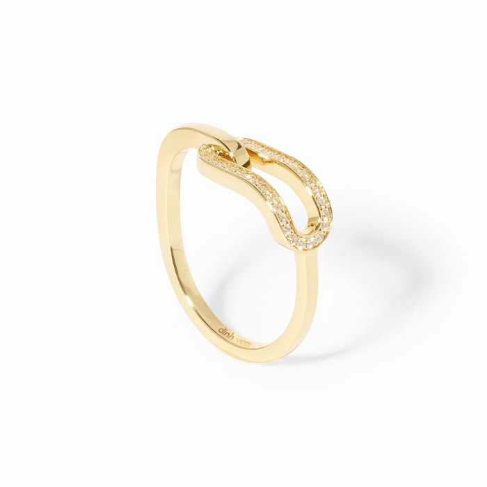 Dinh Van 18K Yellow Gold Maillon 0.12cttw Diamond Small Ring - Size 53