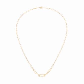 Dinh Van 18K Yellow Gold Maillon 0.12cttw Diamond Small Necklace