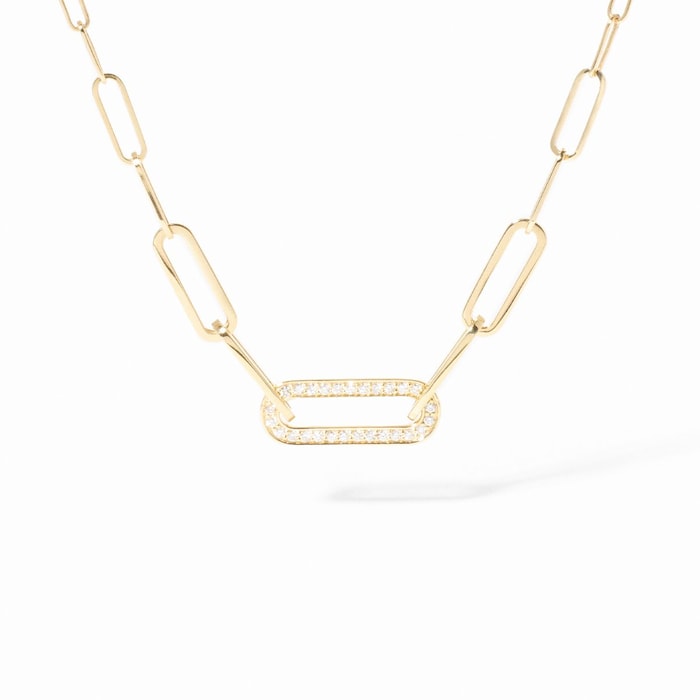 Dinh Van 18K Yellow Gold Maillon 0.12cttw Diamond Small Necklace