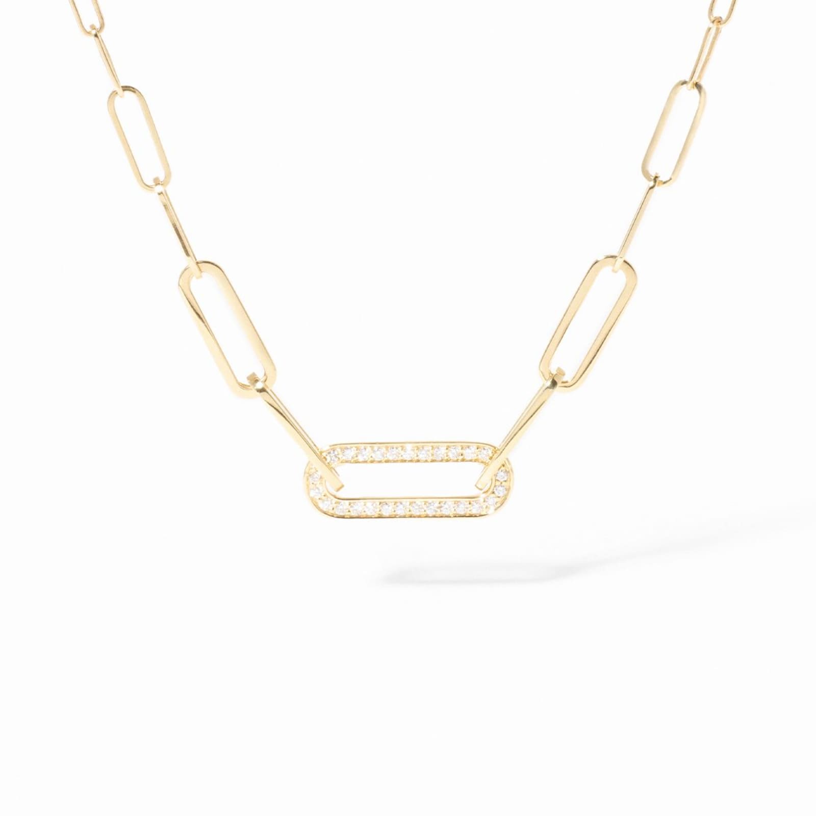 Dinh Van 18K Yellow Gold Maillon 0.12cttw Diamond Small Necklace