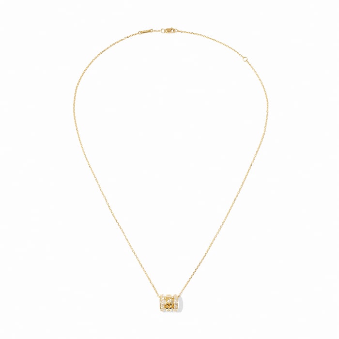 Dinh Van 18K Yellow Gold Pulse 0.62cttw Paved Diamond 3 Row Pendant