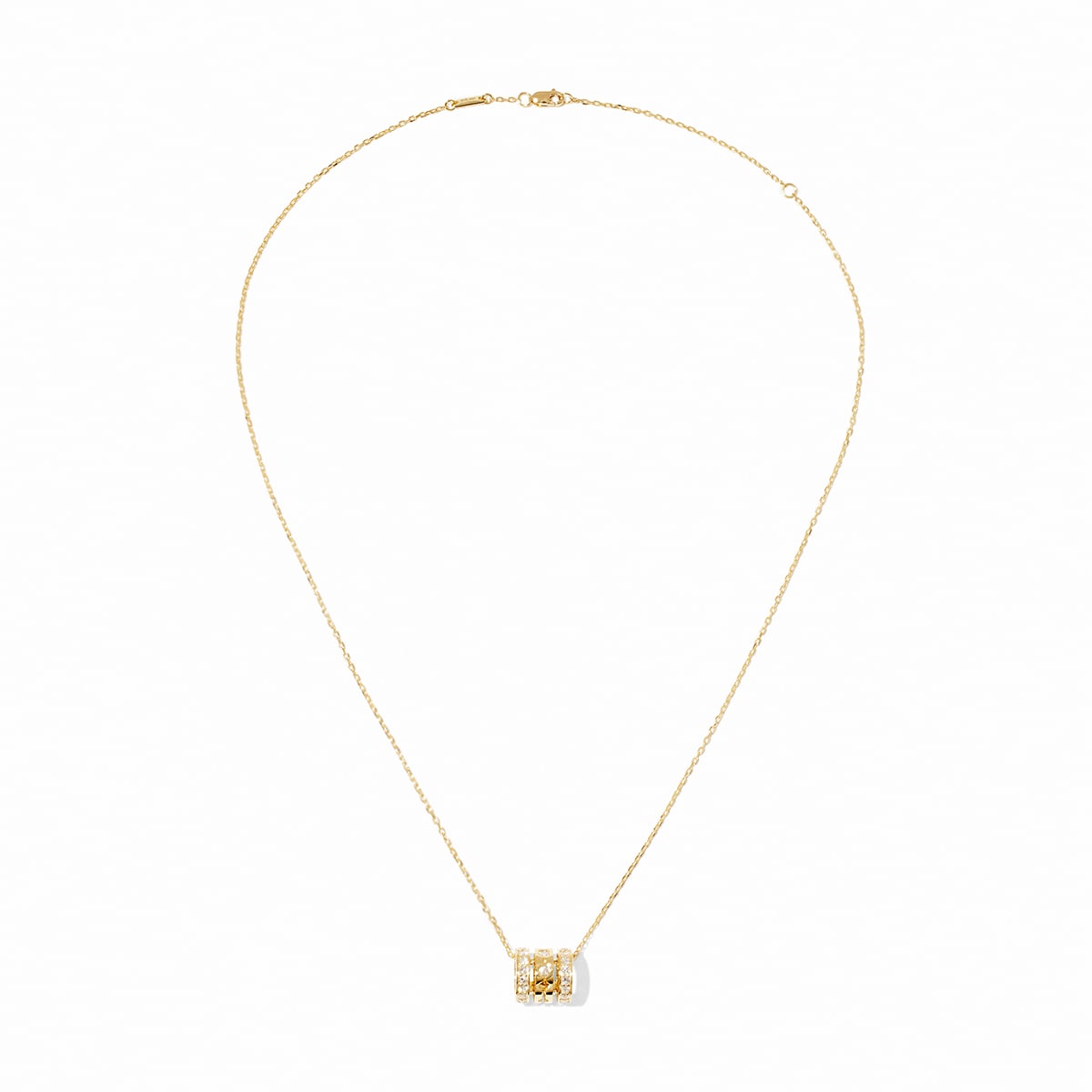 Dinh Van 18K Yellow Gold Pulse 0.62cttw Paved Diamond 3 Row Pendant