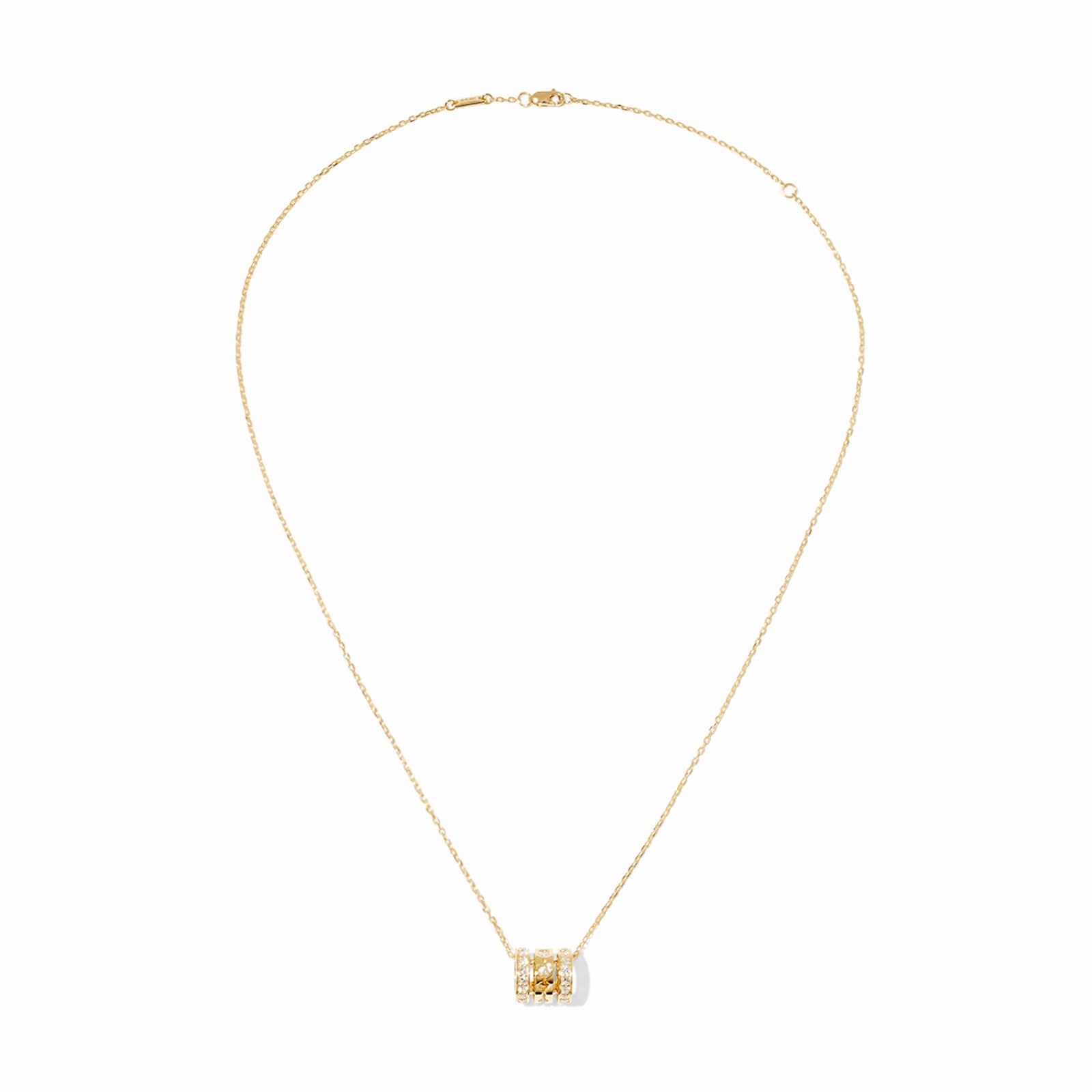 Dinh Van 18K Yellow Gold Pulse 0.62cttw Paved Diamond 3 Row Pendant
