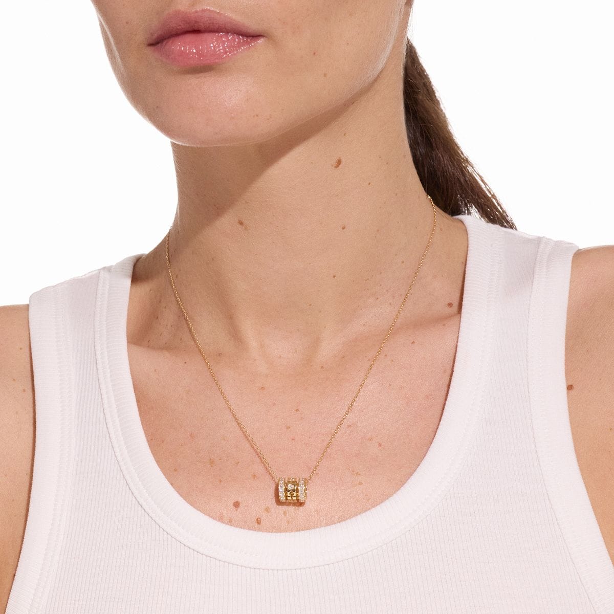 Dinh Van 18K Yellow Gold Pulse 0.62cttw Paved Diamond 3 Row Pendant