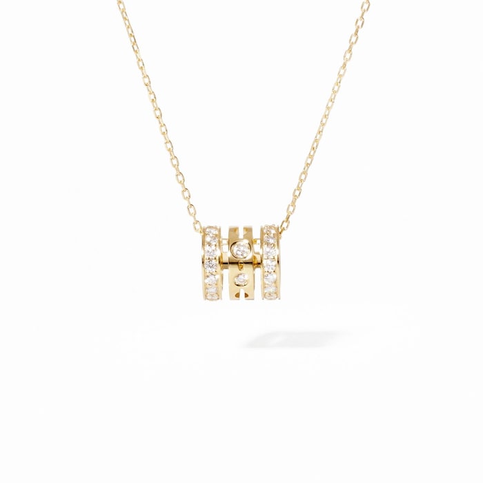 Dinh Van 18K Yellow Gold Pulse 0.62cttw Paved Diamond 3 Row Pendant