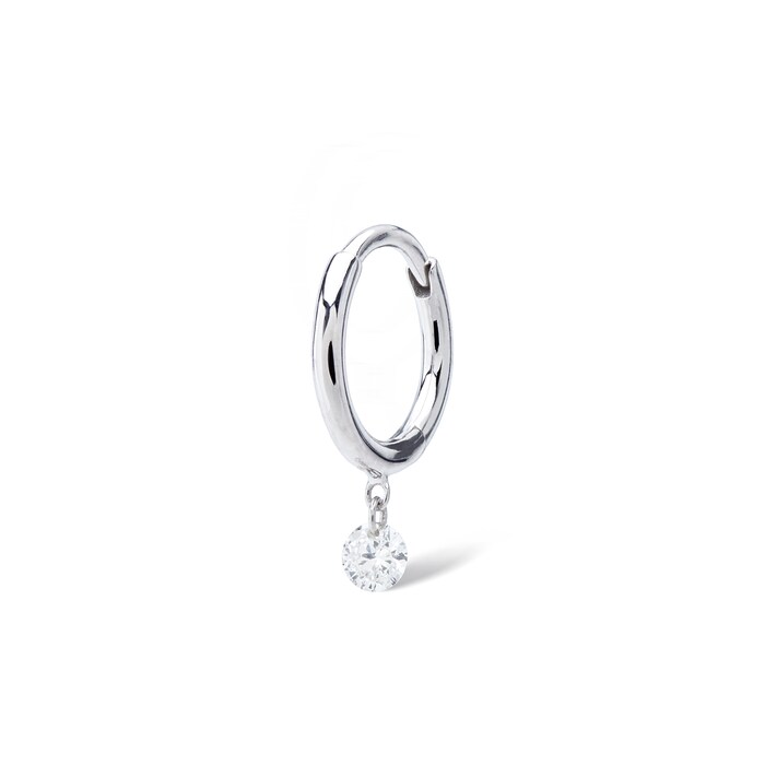 Persee 18K White Gold 0.08cttw Diamond Single Huggie Earring