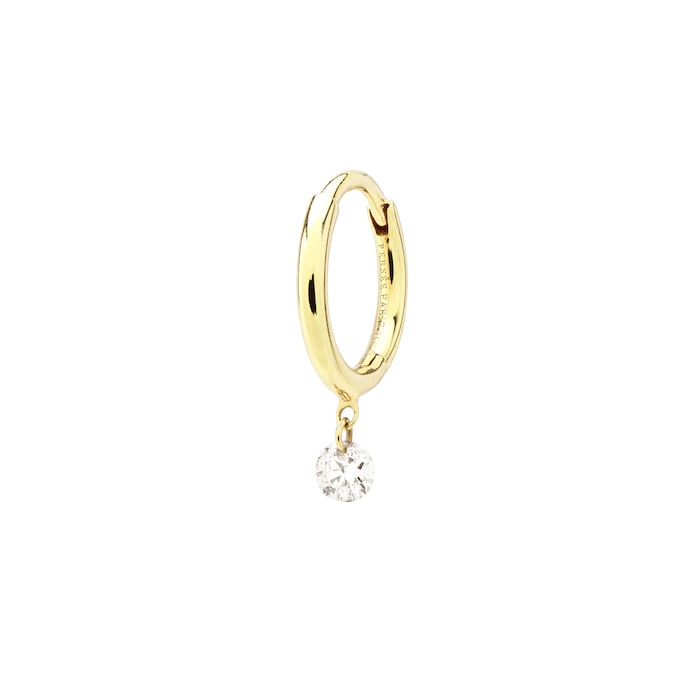 Persee 18K White Gold 0.08cttw Diamond Single Huggie Earring