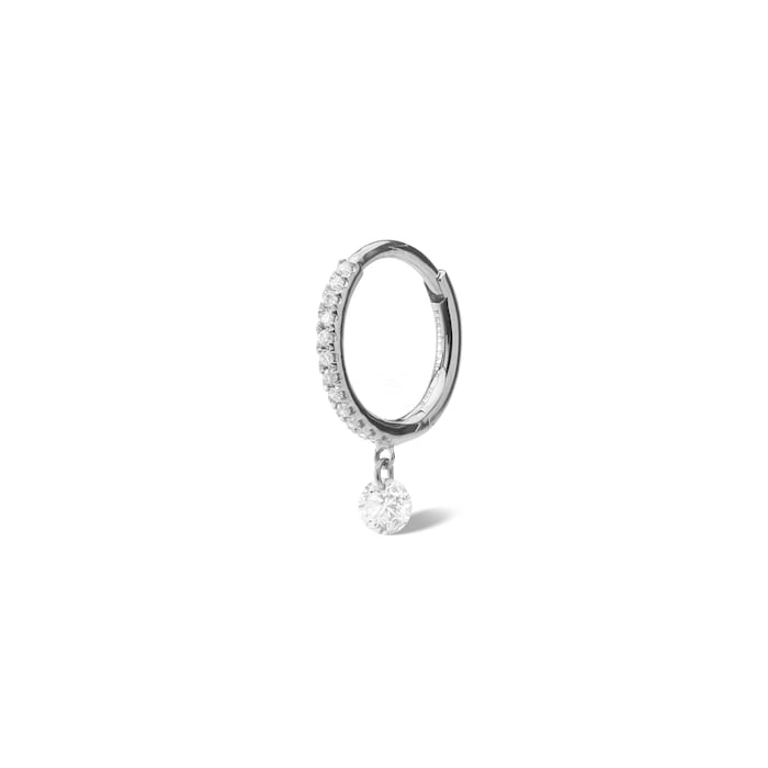 Persee 18K White Gold 0.22cttw Diamond Single Huggie Earring