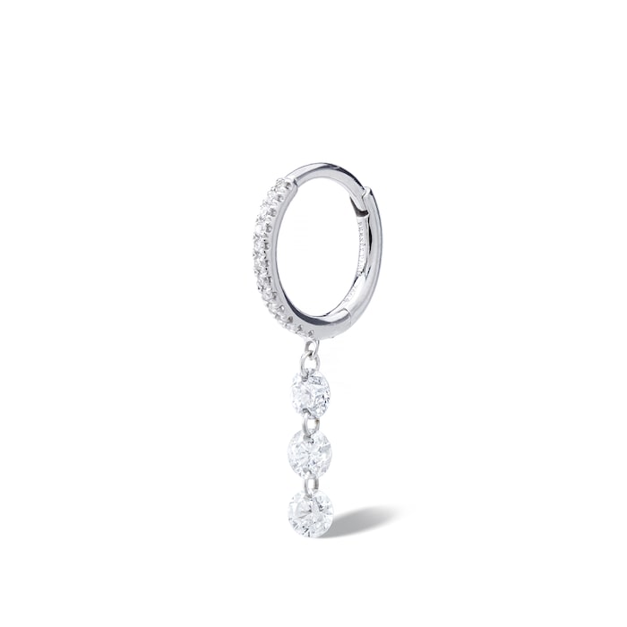 Persee 18K White Gold 3 x 0.28cttw Diamond Single Huggie Earring