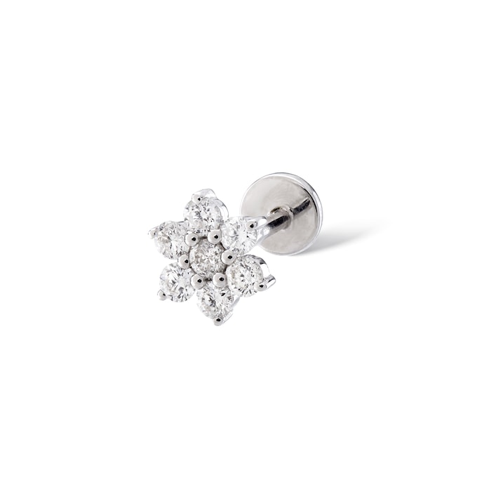 Persee 18K White Gold 0.24cttw Diamond Flower Single Stud Earring