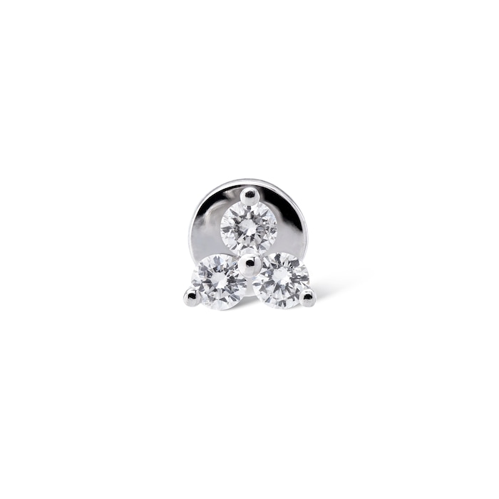 Persee 18K White Gold 0.10cttw Diamond Mini Triangle Single Stud Earring
