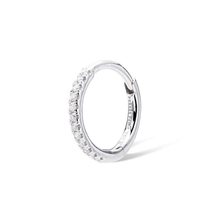 Persee 18K White Gold 0.03cttw Diamond Circle Single Huggie Earring