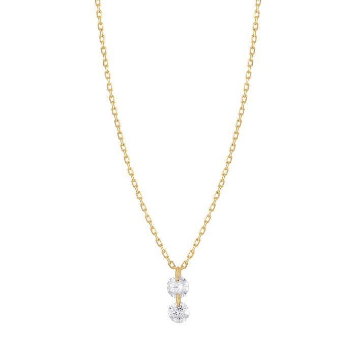 Persee 18K Yellow Gold 2 x 0.16cttw Diamond Danae Necklace