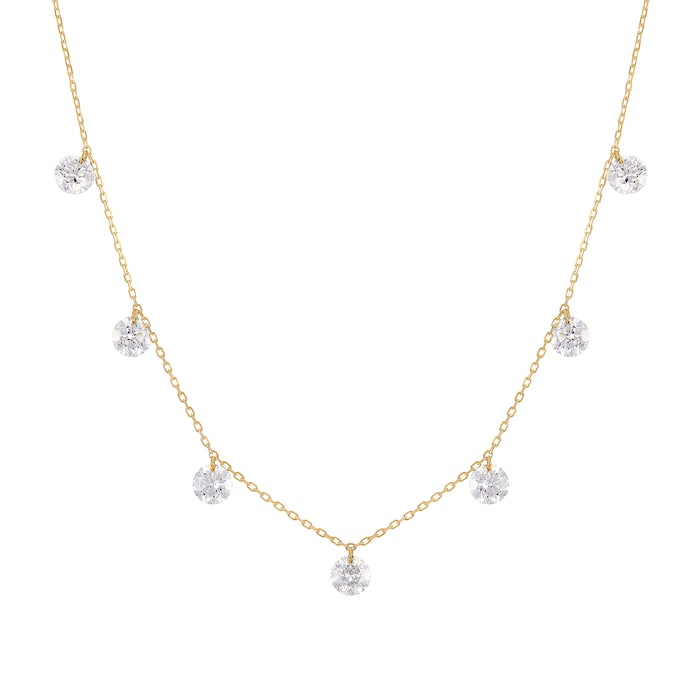 Persee 18K Yellow Gold 7 x 1.68cttw Diamond Danae Necklace