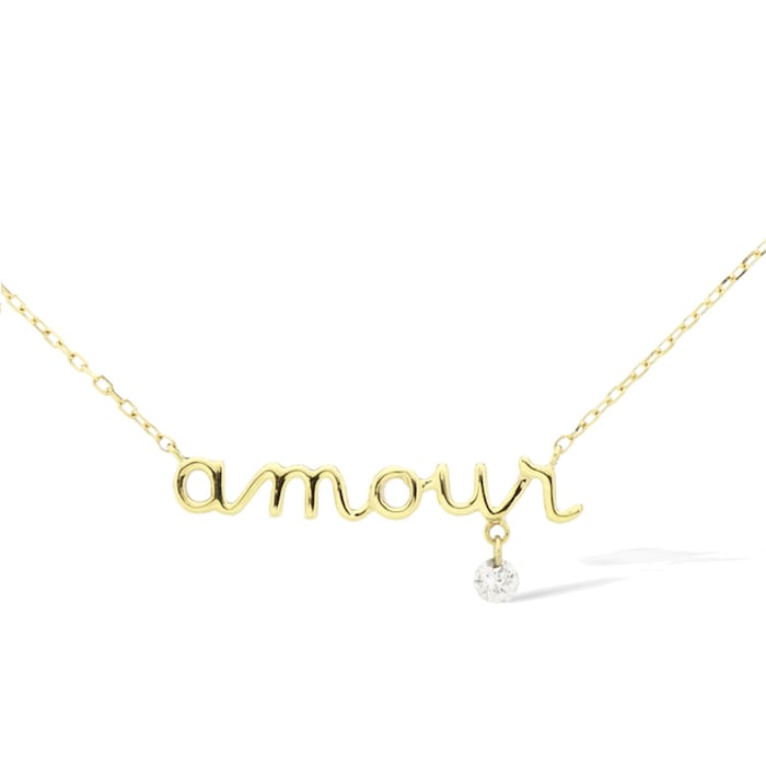 Persee 18K Yellow Gold 0.05cttw Diamond Amour Necklace