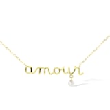 Persee 18K Yellow Gold 0.05cttw Diamond Amour Necklace