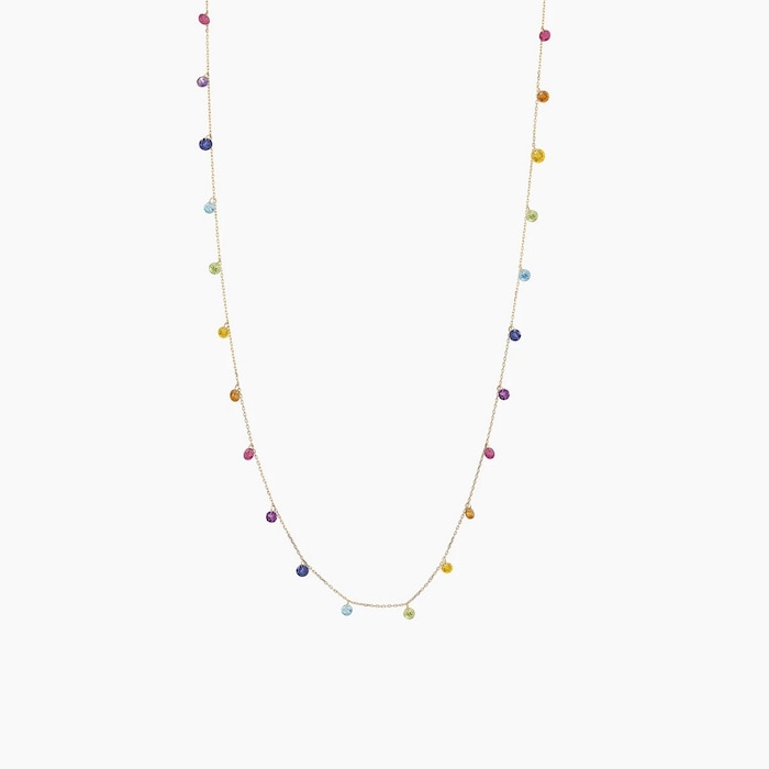 Persee 18K Rose Gold 22 Precious Stones Chakras Necklace