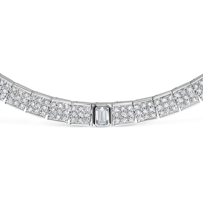 Leo Pizzo 18k White Gold 2.00cttw Brilliant Cut and 1.53cttw Emerald Cut Diamond Necklace 16.5"