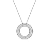 Leo Pizzo 18k White Gold 0.36cttw Brilliant Cut and 0.30cttw Emerald Cut Diamond Pendant 16.5"