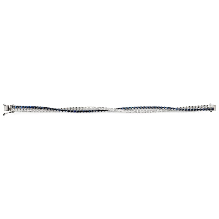 Leo Pizzo 18k White Gold 4.68cttw Sapphire and 3.62cttw Brilliant Cut Diamond Tennis Bracelet