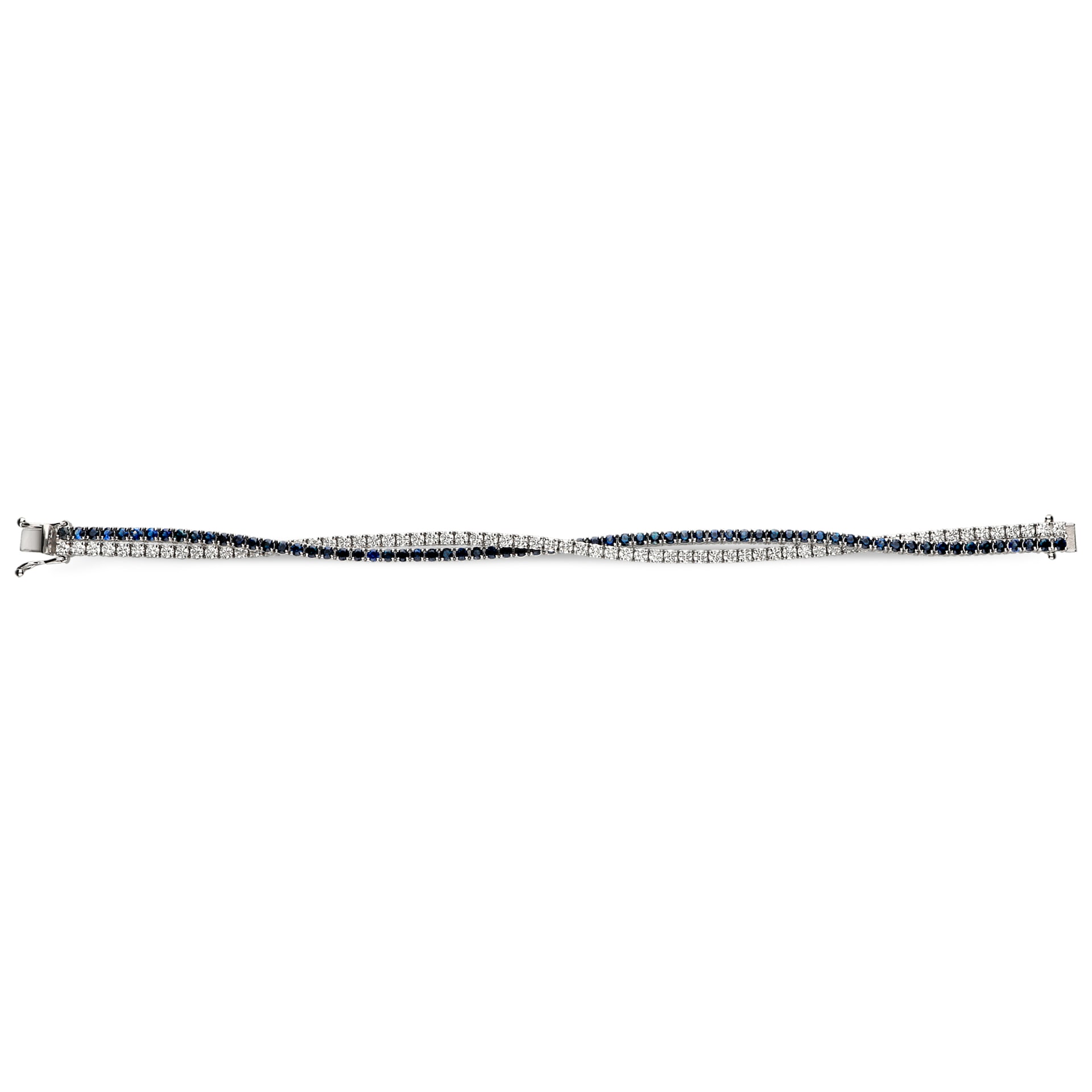 Leo Pizzo 18k White Gold 4.68cttw Sapphire and 3.62cttw Brilliant Cut Diamond Tennis Bracelet Leo Pizzo 18k White Gold 4.68cttw Sapphire and 3.62cttw Brilliant Cut Diamond Tennis Bracelet
