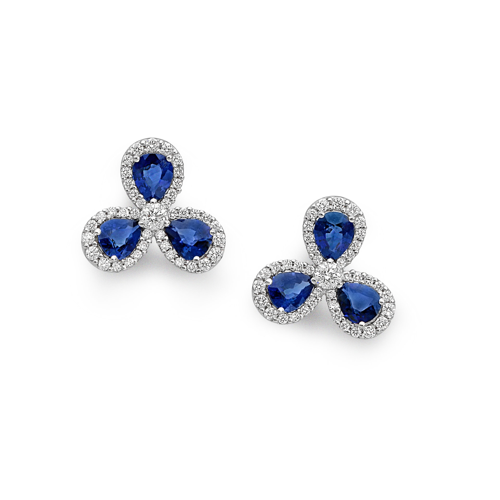 Leo Pizzo 18k White Gold 2.04cttw Pear Cut Blue Sapphire and 0.52cttw Diamond Stud Earrings Leo Pizzo 18k White Gold 2.04cttw Pear Cut Blue Sapphire and 0.52cttw Diamond Stud Earrings