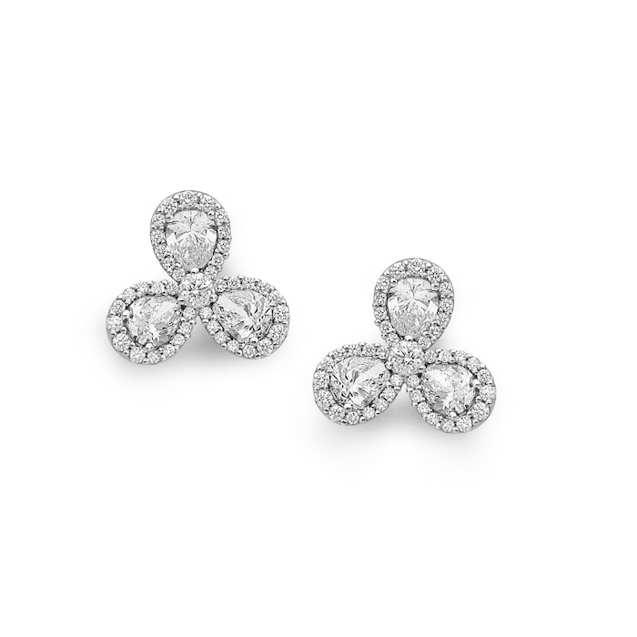 Leo Pizzo 18k White Gold 1.16cttw Pear Cut Diamond and 0.52cttw Brilliant Cut Diamond Stud Earrings