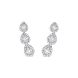 Leo Pizzo 18k White Gold 1.02cttw Pear Cut Diamond and 0.46cttw Brilliant Cut Diamond Drop Earrings