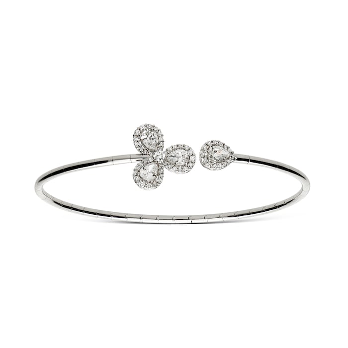 Leo Pizzo 18k White Gold 0.76cttw Pear Cut Diamond and 0.36cttw Brilliant Cut Diamond Bangle