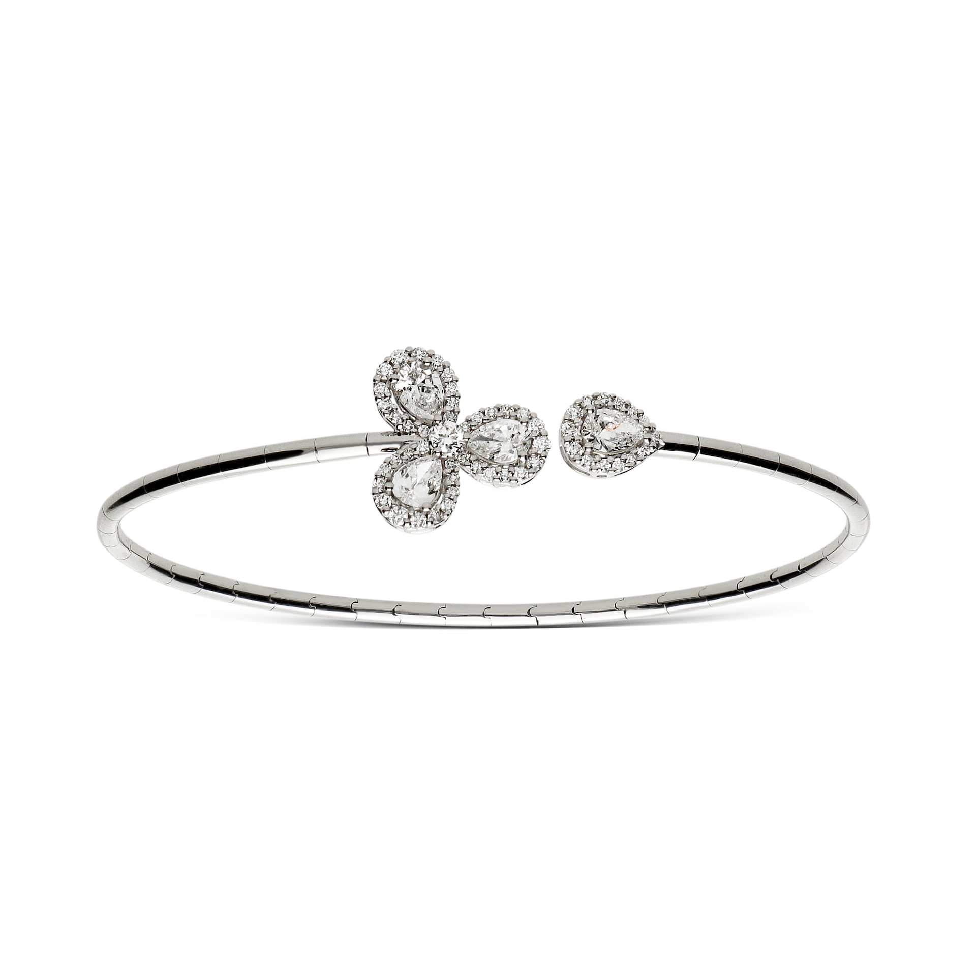 Leo Pizzo 18k White Gold 0.76cttw Pear Cut Diamond and 0.36cttw Brilliant Cut Diamond Bangle