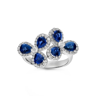 Leo Pizzo 18k White Gold 2.74cttw Pear Cut Sapphire and 0.50cttw Brilliant Cut Diamond Ring Size 6.5 Leo Pizzo 18k White Gold 2.74cttw Pear Cut Sapphire and 0.50cttw Brilliant Cut Diamond Ring Size 6.5