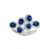 Leo Pizzo 18k White Gold 2.74cttw Pear Cut Sapphire and 0.50cttw Brilliant Cut Diamond Ring Size 6.5