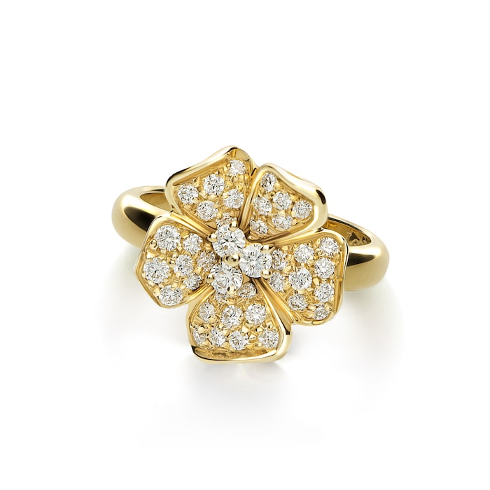 Leo Pizzo 18k Yellow Gold 0.64cttw Brilliant Cut Diamond Flower Ring Size 6.5