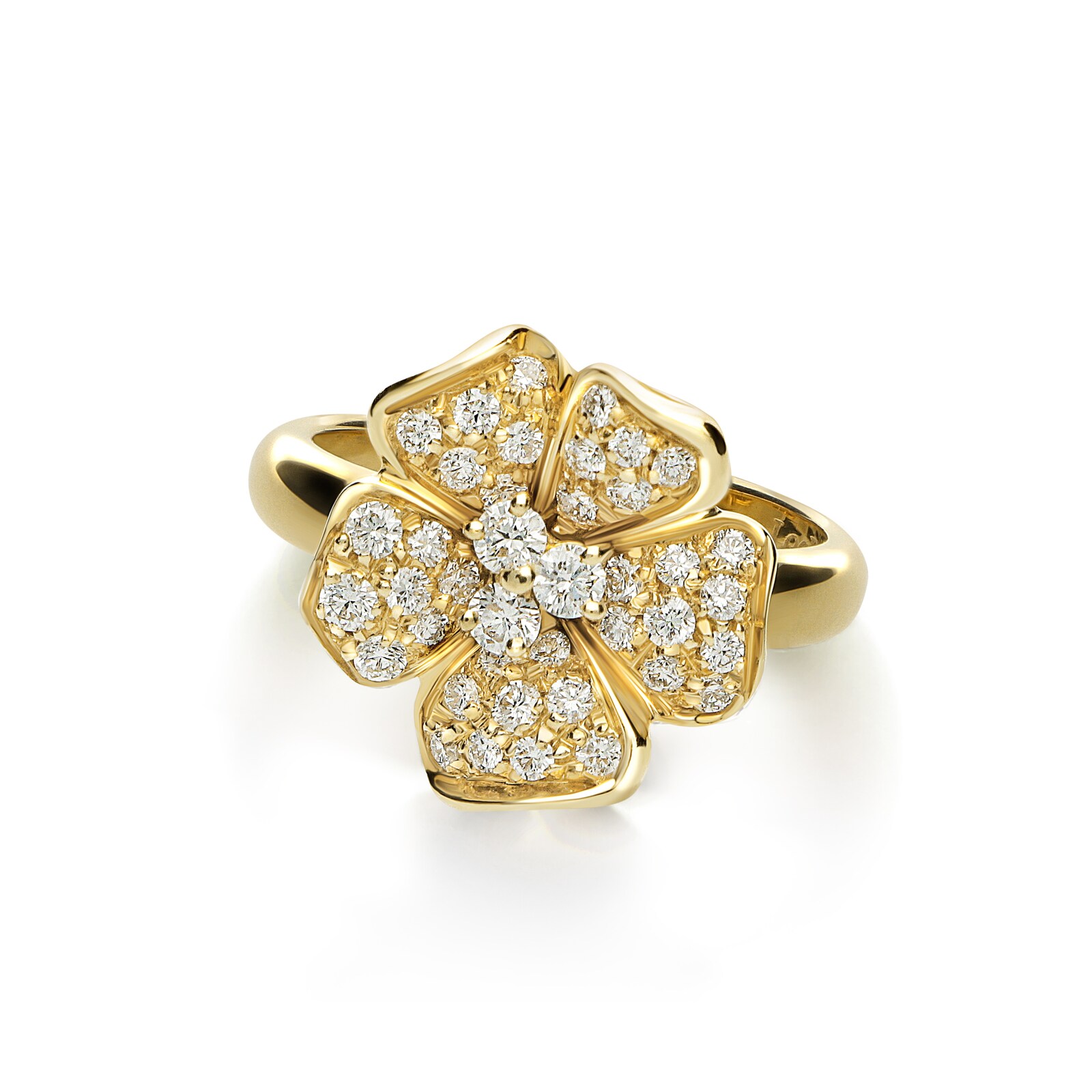 Leo Pizzo 18k Yellow Gold 0.64cttw Brilliant Cut Diamond Flower Ring Size 6.5