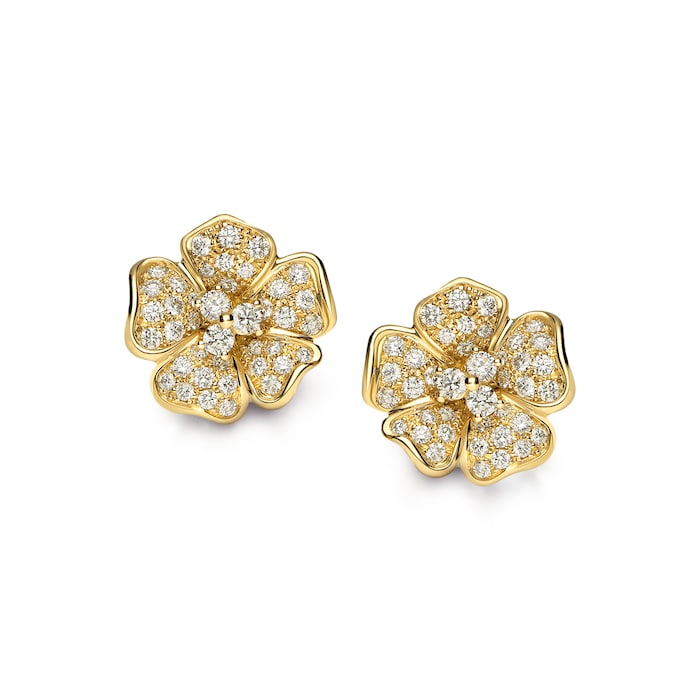 Leo Pizzo 18k Yellow Gold 1.28cttw Brilliant Cut Diamond Flower Stud Earrings