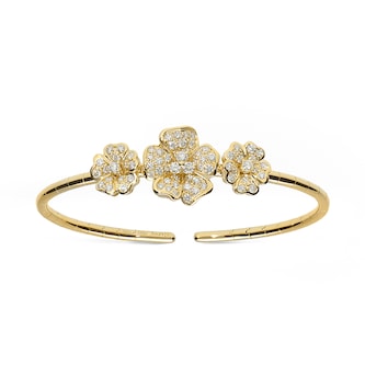 Leo Pizzo 18k Yellow Gold 1.31cttw Brilliant Cut Diamond Flower Bangle Leo Pizzo 18k Yellow Gold 1.31cttw Brilliant Cut Diamond Flower Bangle