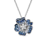 Leo Pizzo 18k White Gold 0.78cttw Sapphire and 0.50cttw Brilliant Cut Pendant 16.5"