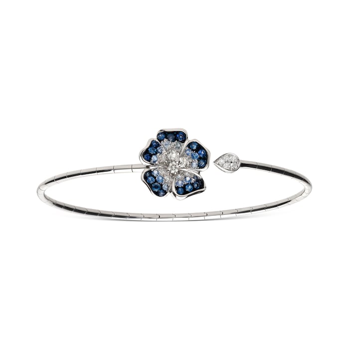 Leo Pizzo 18k White Gold 0.62cttw Sapphire and 0.27cttw Brilliant Cut Diamond Bangle