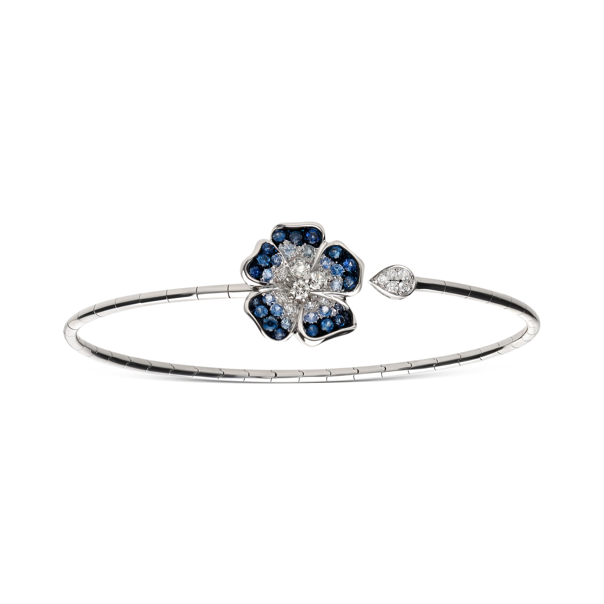 Leo Pizzo 18k White Gold 0.62cttw Sapphire and 0.27cttw Brilliant Cut Diamond Bangle Leo Pizzo 18k White Gold 0.62cttw Sapphire and 0.27cttw Brilliant Cut Diamond Bangle
