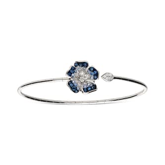 Leo Pizzo 18k White Gold 0.62cttw Sapphire and 0.27cttw Brilliant Cut Diamond Bangle Leo Pizzo 18k White Gold 0.62cttw Sapphire and 0.27cttw Brilliant Cut Diamond Bangle