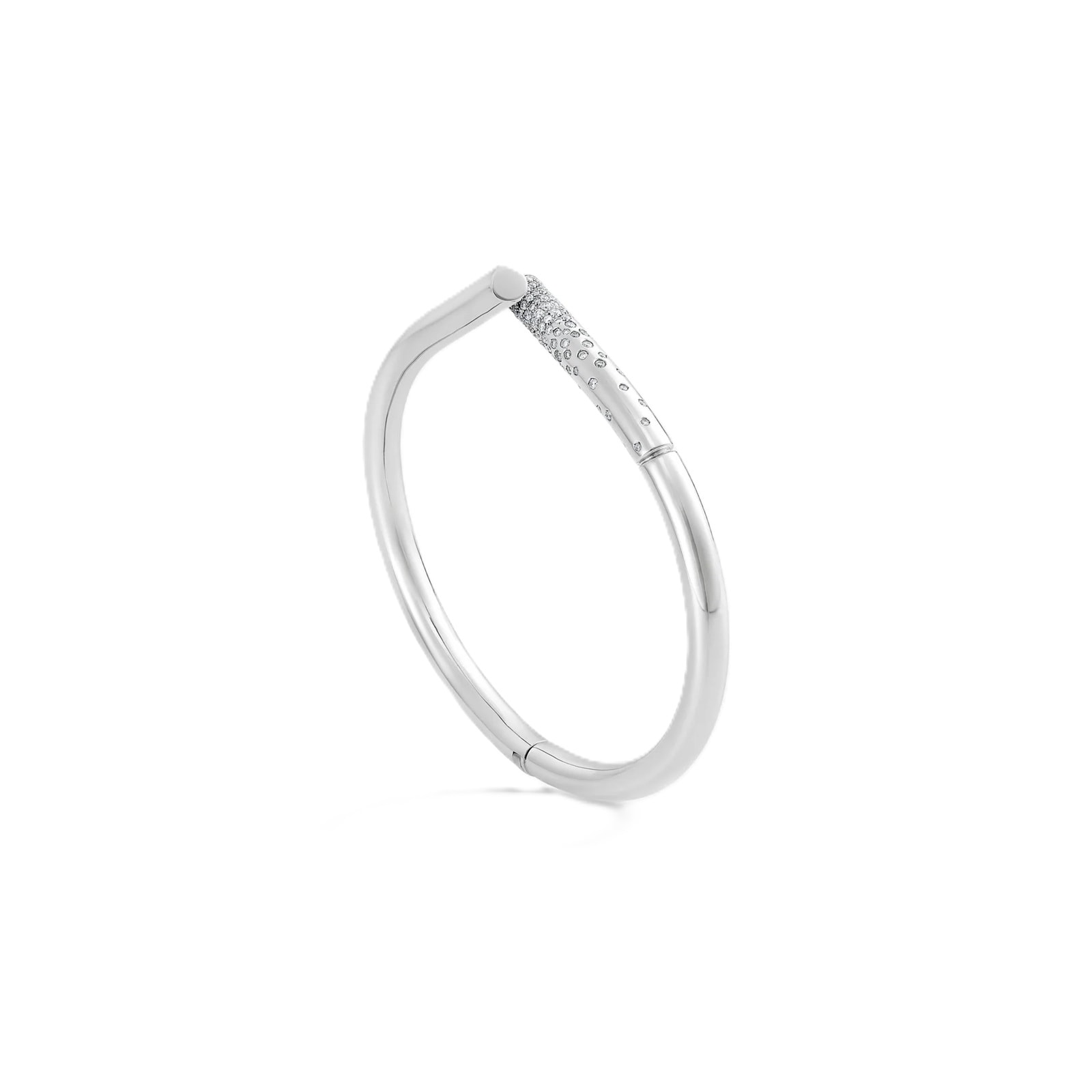 Tabayer Oera 18K White Gold 0.69ct Pavé Diamond Bangle - Size 15.5