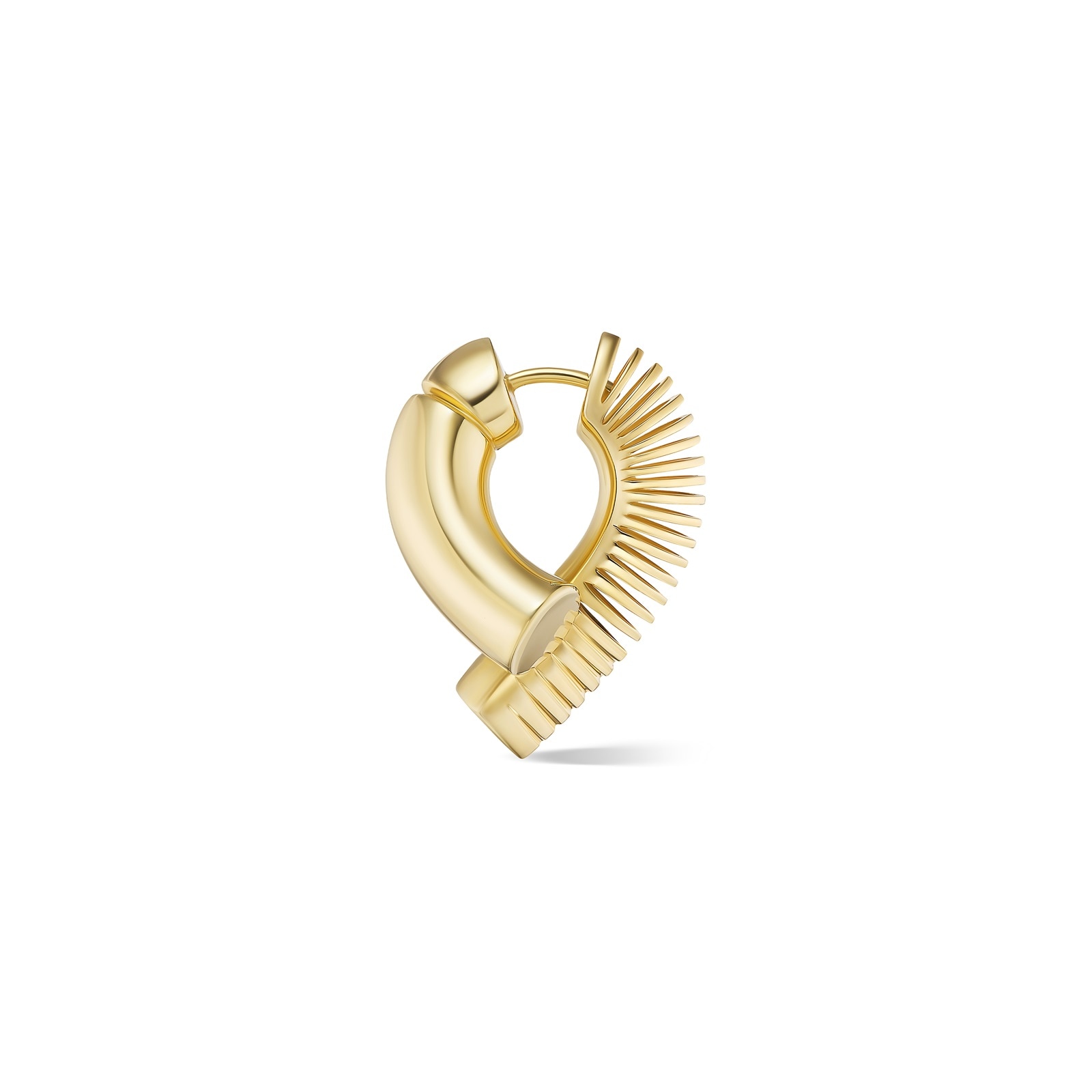 Tabayer Oera 18K Yellow Gold Half Ribbed Hoop Earrings